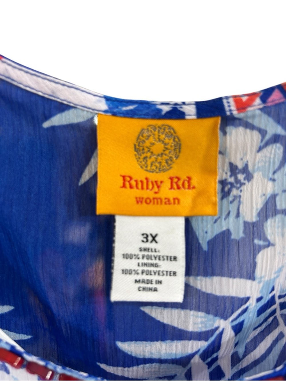 Ruby Rd. Blue & Pink Chevron Floral Tunic - Picture 5 of 5